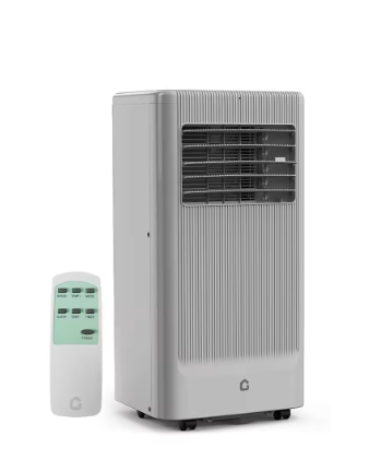 8000 BTU portable air conditioner cooling a bedroom with dehumidifier and fan functions