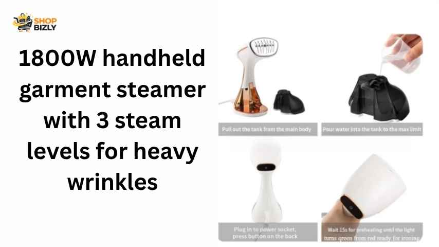 1800W handheld garment steamer with 3 steam levels for heavy wrinkles