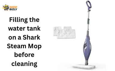 Fill the Shark Steam Mop water tank with clean water before use.