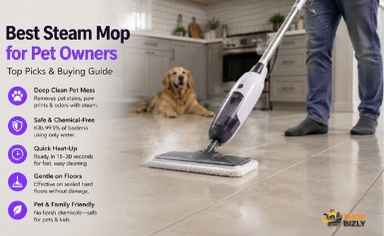 steam mop cleaning tile floor with microfiber pad
